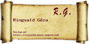 Ringvald Géza névjegykártya
