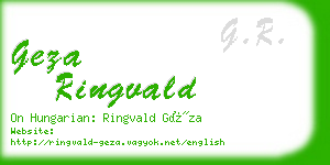 geza ringvald business card